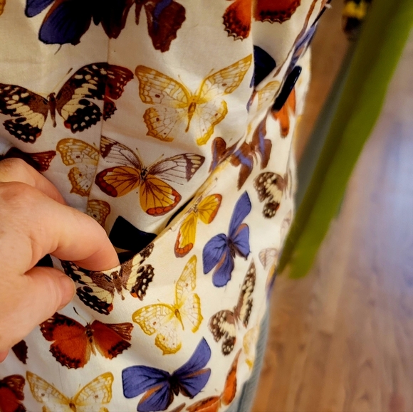 Anthropologie Elevenses Butterfly cap sleeve blazer jacket buttonup cardigan top - Picture 5 of 11